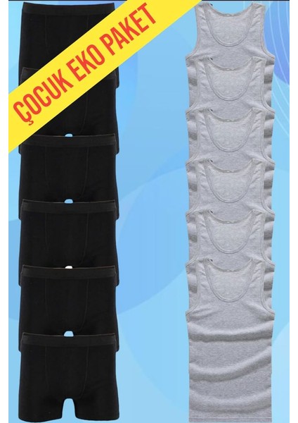 Eko Set 12'li Paket Erkek Çocuk Çamaşır Seti 6 Adet Atlet 6 Adet Boxer fırsatları
