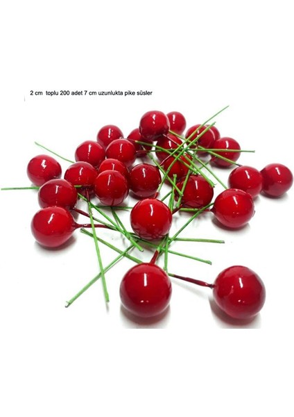 200 Adet Tekli Kokina Pike Yılbaşı Çiçeği Cici Top Kırmızı Renk 2 cm