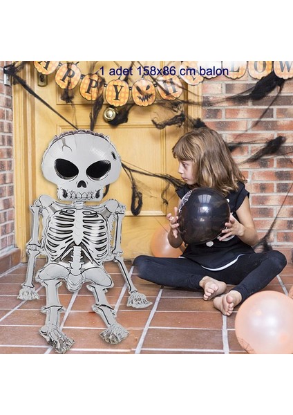 Halloween İskelet Adam Şekilli Süpershape Folyo Balon 1 Adet 158X86 cm