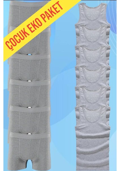 Eko Set 12'li Paket Erkek Çocuk Çamaşır Seti 6 Adet Atlet 6 Adet Boxer modelleri