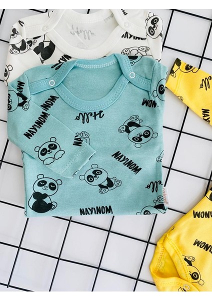 Çıtçıtlı 3'lü Desenli Erkek Bebek Body Zıbın Erkek Body %100 Pamuk fırsatları