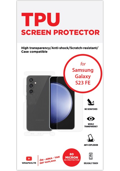Samsung Galaxy S23 Fe Ön, Arka ve Yan 360 Derece Tam Kaplama Tpu Film fiyatları