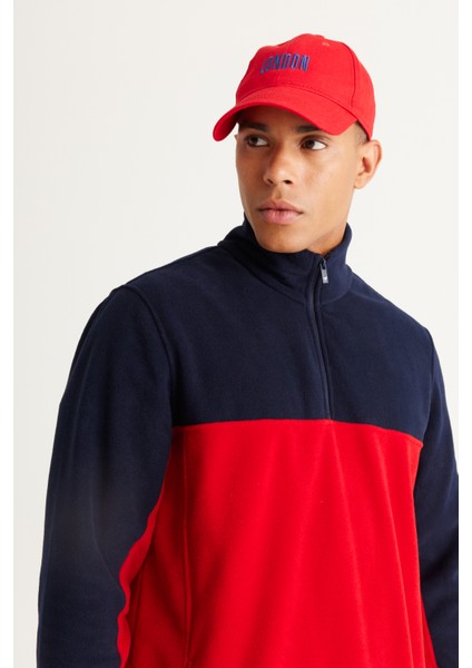 Erkek Lacivert-kırmızı Standart Fit Normal Kesim Günlük Rahat Çift Renkli Polar Spor Sweatshirt indirimleri