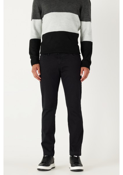 ALTINYILDIZ CLASSICS Erkek Siyah 360 Derece Her Yöne Esneyen Slim Fit Dar Kesim Pamuklu Esnek Rahat Pantolon