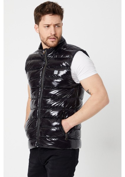 Erkek Slim Fit Parlak Şişme Yelek modelleri