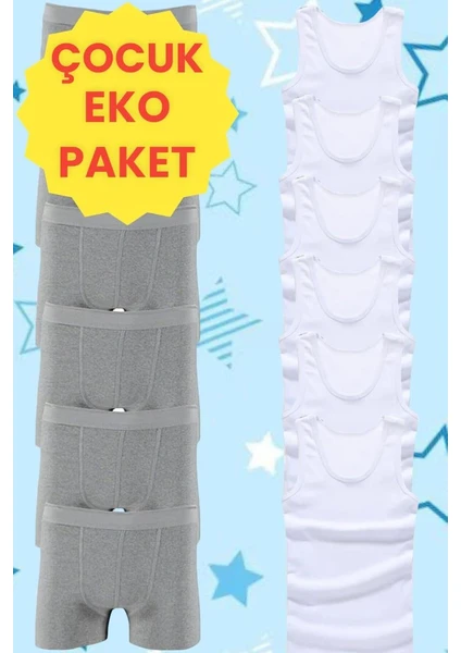 Mood Agenda Eko Set 12'li Paket Erkek Çocuk Çamaşır Seti 6 Adet Atlet 6 Adet Boxer