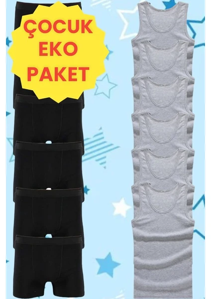 Mood Agenda Eko Set 12'li Paket Erkek Çocuk Çamaşır Seti 6 Adet Atlet 6 Adet Boxer