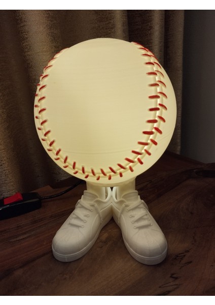 Dorden 3D Baseball Dekoratif Masa & Gece Lambası Beyaz