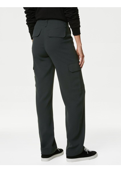 Relaxed Fit Yüksek Bel Kargo Pantolon