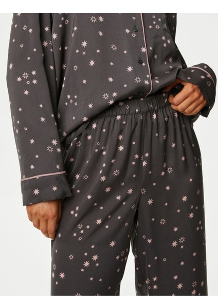 Dream Satin™ Yıldız Desenli Uzun Kollu Pijama Takımı