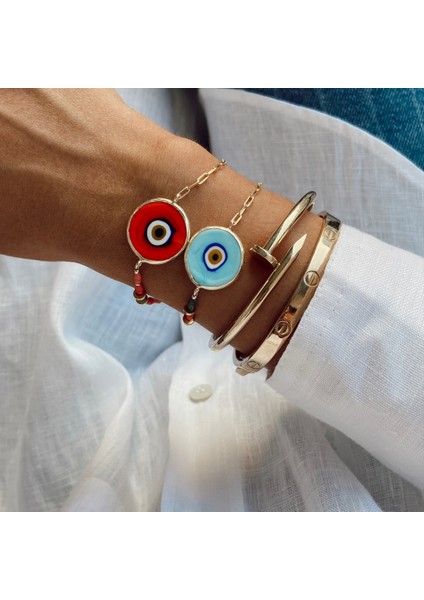 Nazarlı Plaka Gümüş Bileklik