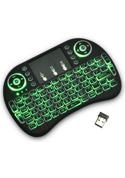Işıklı Küçük Dokunmatik Kablosuz Mini Klavye Mouse Televizyon Ps3 Xbox 360 Pc Uyumlu