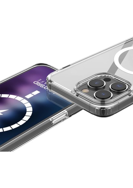 iPhone 15 Pro Max Kılıf Magsafe Özellikli Şeffaf Silikon Kapak