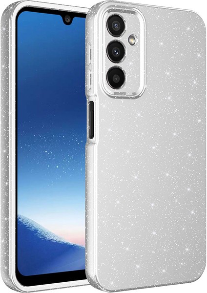 Samsung Galaxy A24 Kılıf Koton Simli Silikon Arka Kapak Kamera Korumalı Gri