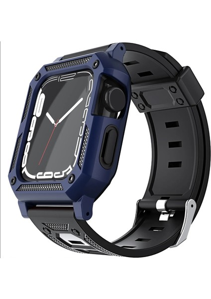 Apple Watch Se 2 2022 44MM Kordon Saat Etrafı Full Korumalı Defens Armor Lacivert