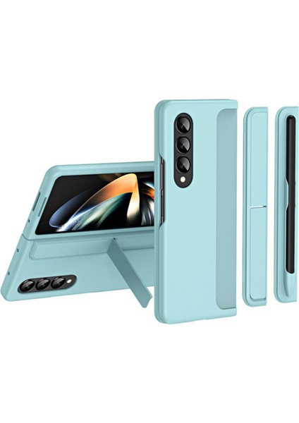 Samsung Galaxy Z Fold 4 Kılıf Standlı Veya Kalemli Lüx Sert Kapak Alp1 Turkuaz