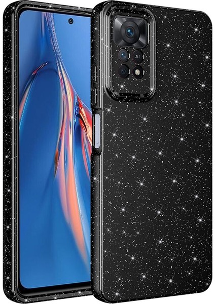 Xiaomi Redmi Note 12 Pro 4g Kılıf Koton Simli Silikon Arka Kapak Kamera Korumalı Siyah
