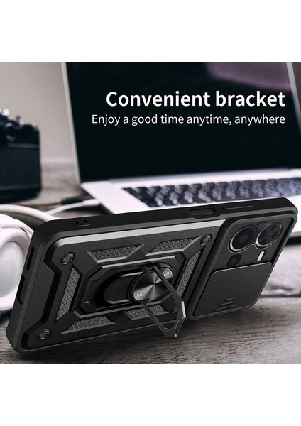 Vivo Y36 Kılıf Sert Silikon Tank Aramid Sürgülü Vega Yüzüklü Siyah fiyatları