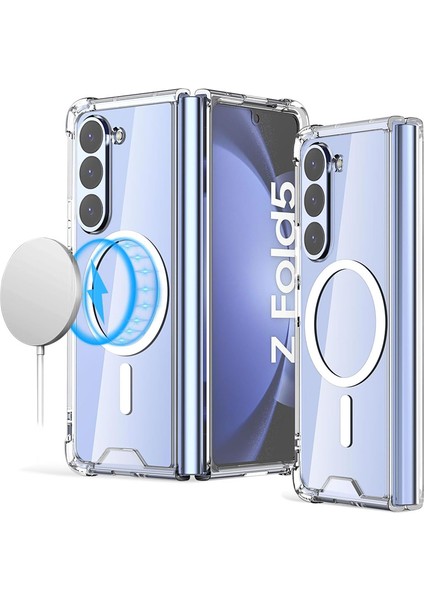 Samsung Galaxy Z Fold 5 Kılıf Wireless Şarj Özellikli Antishock Sert Silikon Renksiz modelleri