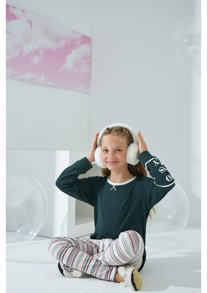 Kız Çocuk Uzun Kol Taytlı Yeşil Pijama Takımı C8T5N8O0