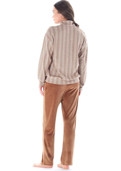 Kadın Balık Sırtı Jakar Hardal Pijama Takımı C4T9N1O3 modelleri