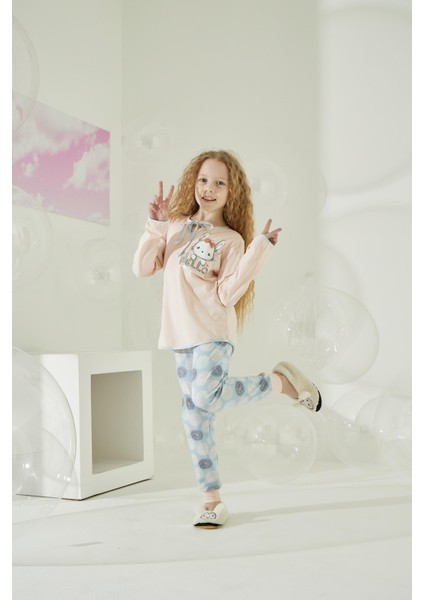 Kız Çocuk Uzun Kol Somon Pijama Takımı C8T5N9O1