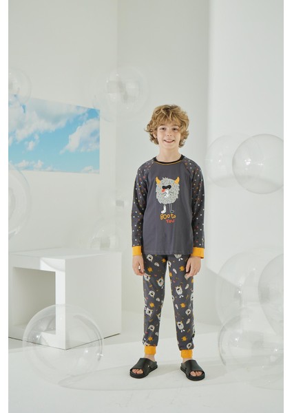 Erkek Çocuk Uzun Kol Füme Pijama Takımı C8T5N5O8