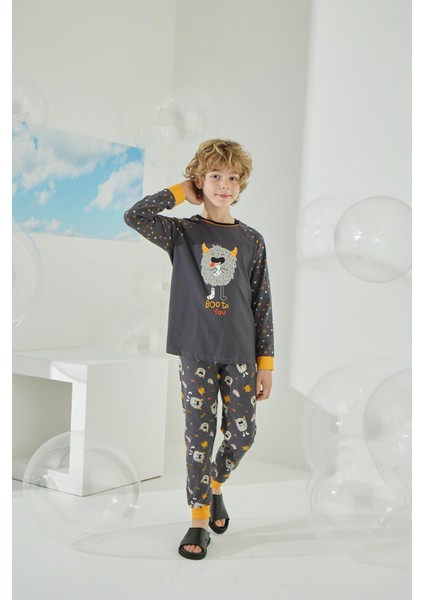 Erkek Çocuk Uzun Kol Füme Pijama Takımı C8T5N5O8