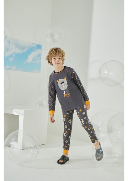 Erkek Çocuk Uzun Kol Füme Pijama Takımı C8T5N5O8