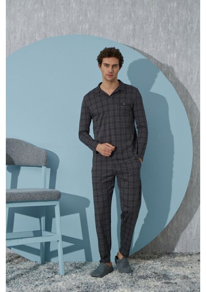 Erkek Uzun Kol Füme Pijama Takımı C9T4N4O7