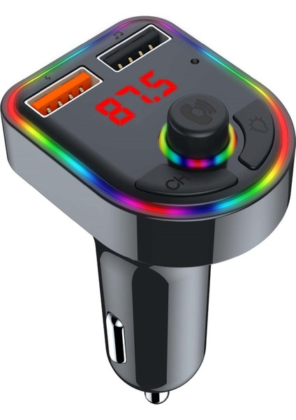 C-616 Rgb Işıklı 2.1 A Şarj USB & Tf Girişi Bluetooth 5.1V Fm Transmitter