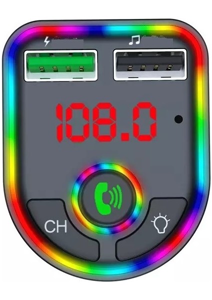 C-616 Rgb Işıklı 2.1 A Şarj USB & Tf Girişi Bluetooth 5.1V Fm Transmitter