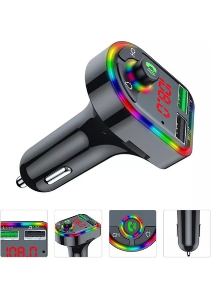 C-616 Rgb Işıklı 2.1 A Şarj USB & Tf Girişi Bluetooth 5.1V Fm Transmitter