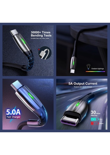 Z7 Şarj Adaptörü 4 Port + J2 Type-C 5A/100W Şarj Kablosu -2mt