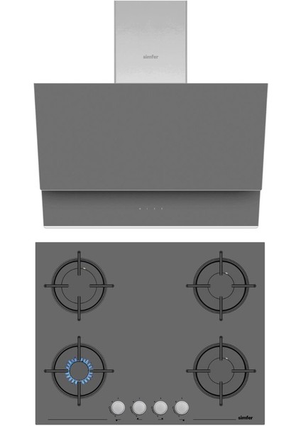 Silver Ikili Ankastre Set (8705 Davlumbaz + 3655 Ankastre Ocak)