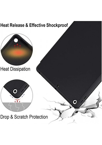 Apple iPad 10.2 8.nesil Kılıf Yatay Standlı Uyku Modlu Kalem Bölmeli Arkası Silikon Smart Kılıf (Model A2270,A2428,A2429,A2430)