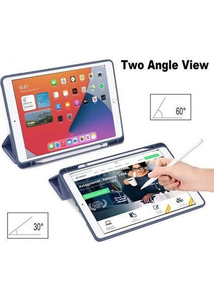 Apple ipad 9.7 2017 5.nesil Kılıf Yatay Standlı Uyku Modlu Kalem Bölmeli Arkası Silikon Smart Kılıf (Model A1822,A1823) fırsatları