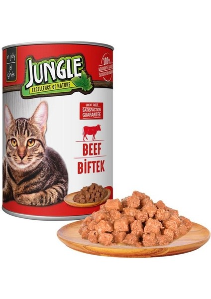 Jungle Biftekli Yetişkin Kedi Konservesi 415GR