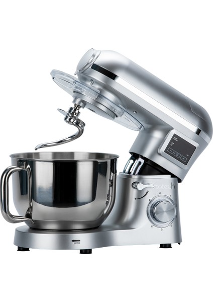 SM50 Gümüş LED Ekranlı Hamur Mayalama Kıyma Çekme Blender 2000W 6,5 Litre Stand Mikser Mutfak Şefi Hamur Yoğurma Makinesi