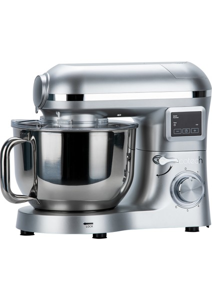 SM50 Gümüş LED Ekranlı Hamur Mayalama Kıyma Çekme Blender 2000W 6,5 Litre Stand Mikser Mutfak Şefi Hamur Yoğurma Makinesi