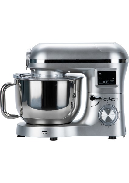 SM50 Gümüş LED Ekranlı Hamur Mayalama Kıyma Çekme Blender 2000W 6,5 Litre Stand Mikser Mutfak Şefi Hamur Yoğurma Makinesi