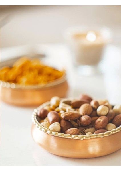 Bakır Çerezlik Eritmeli Mat Bakır Renk Gold Detaylı