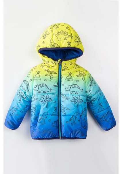 Dinazor Desenli Kapüşonlu ve Içi Polarlı Erkek Çocuk Montu-Dar Kalıp fiyatları
