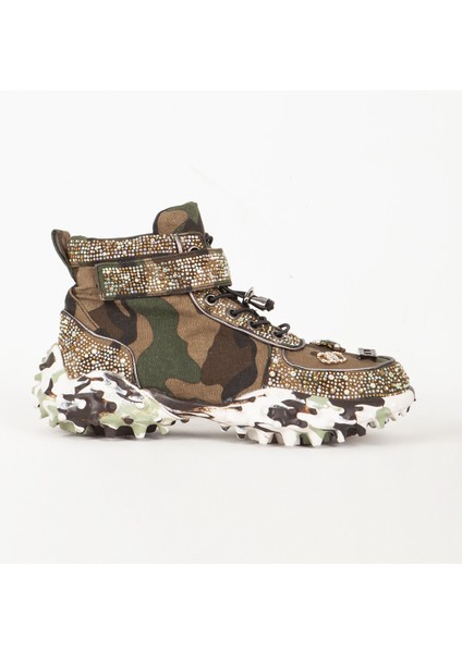 351 Kamuflaj Desenli Yüksek Bilek Kadın Sneaker
