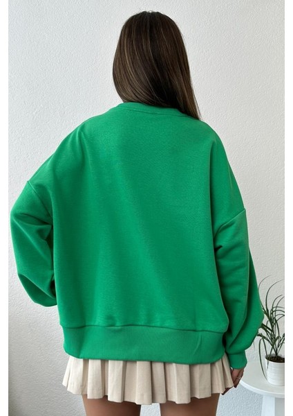 Kadın Oversize Favorite Baskılı Ribanalı Sweatshirt