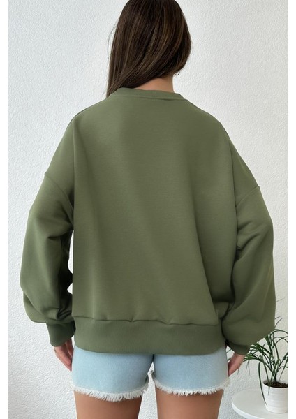 Kadın Oversize Favorite Baskılı Ribanalı Sweatshirt