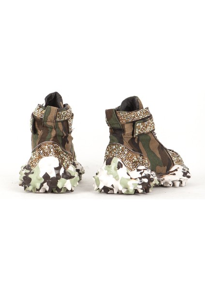 351 Kamuflaj Desenli Yüksek Bilek Kadın Sneaker modelleri