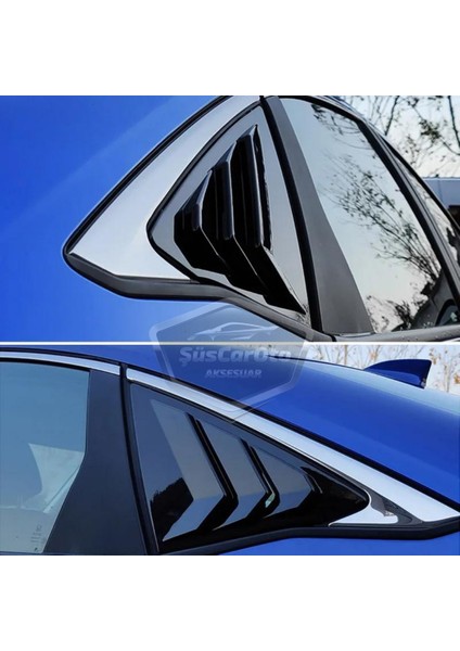 Honda Civic Fe1 2022 Sonrası Uyumlu Kelebek Cam Izgarası Kelebek Cam Vizörü Havalandırma Sağ Sol Takım Parlak Siyah