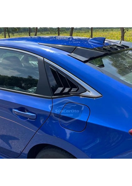 Honda Civic Fe1 2022 Sonrası Uyumlu Kelebek Cam Izgarası Kelebek Cam Vizörü Havalandırma Sağ Sol Takım Parlak Siyah indirimleri