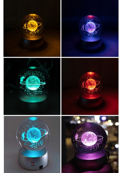 Renk Değiştiren LED Işıklı Cam Satürn Kız Küre Dolunay Lamba Kristal Top ve Zirkon Kar Tanesi Kolye fiyatları